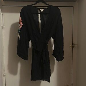 Billabong Black Dress with Floral Accents